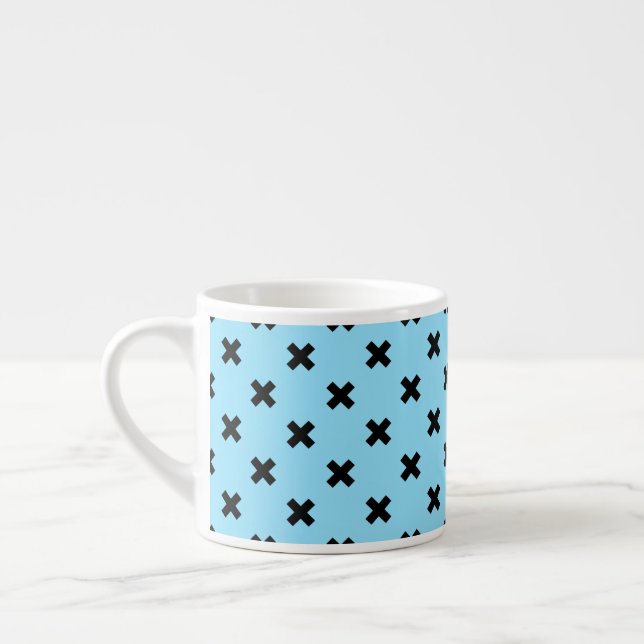 Tasse Expresso Croix noire sur le bleu bébé (Gauche)