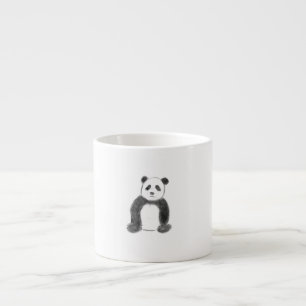 Tasse Expresso Croquis de panda en noir et blanc