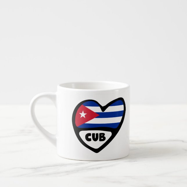 Tasse Expresso Cuba Code du pays Coeur du drapeau, CUB (Gauche)