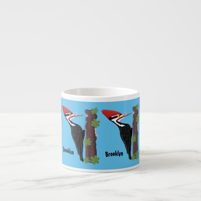 Tasse Expresso Cue drôle Pileated woodpecker dessin d'illustratio (Devant)