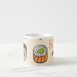 Tasse Expresso Cuisine sushi, design motif sans soudure.