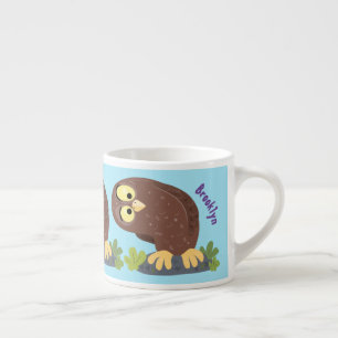Tasse Expresso Curieux et drôle dessin animé de chouette brune