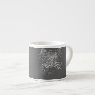 Tasse Expresso Cute Funky Chat Noir Kitten Eyes croquis