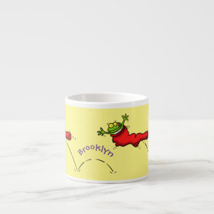 Tasse Expresso Cute grenouille dans une chaussette rouge saut de