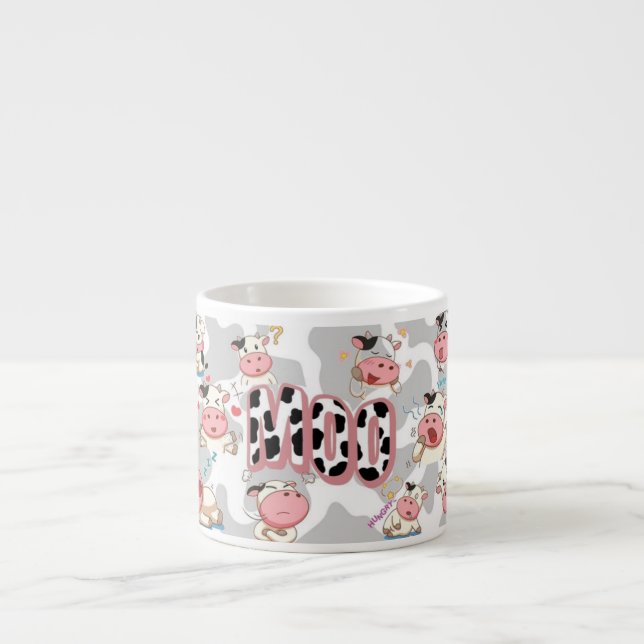 Tasse Expresso Cute “Moo Cow” Cartoon Design (Devant)