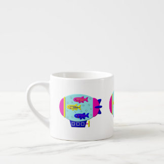 Tasse Expresso Cute Zebra Fish in a Zeppelin