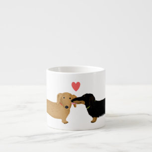 Tasse Expresso Dachshund Kiss avec Coeur mignonne Wiener Chiens A