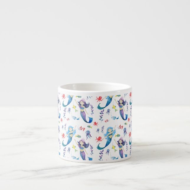 Tasse Expresso De mignonnes sirènes sous la mer (Devant)