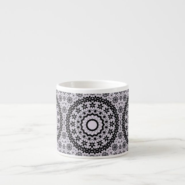 Tasse Expresso Décor en dentelle noir gris sans charme (Devant)