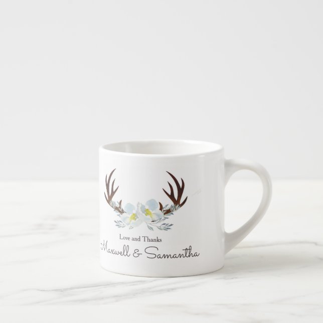 Tasse Expresso DEER ANTLER Rustique Sage Vert Mariage Favoriser (Droite)