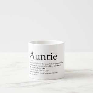 Tasse Expresso Définition de Tante Cool Fun en Noir et Blanc
