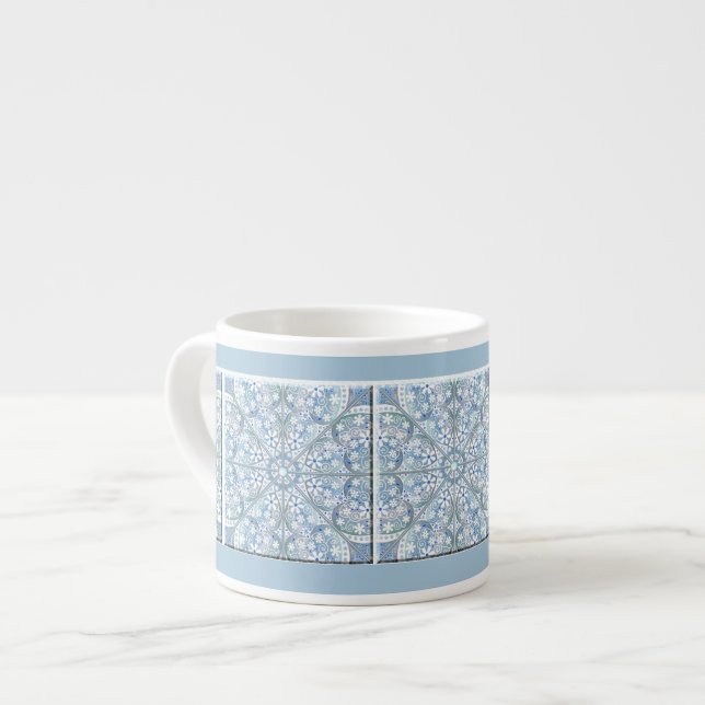 Tasse Expresso Dentelle en céramique bleu clair (Devant gauche)