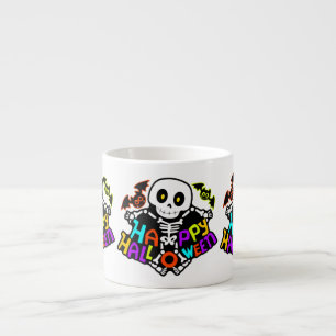 Tasse Expresso Dessin fantaisiste de squelette et de chauves-sour