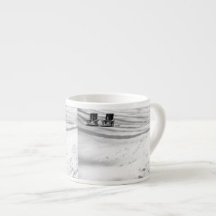 Tasse Expresso Deux Chaises Ensevelies Dans La Neige