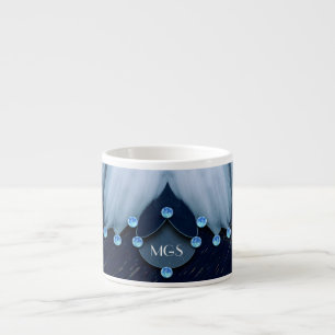 Tasse Expresso Diamants et plumes bleus de glace