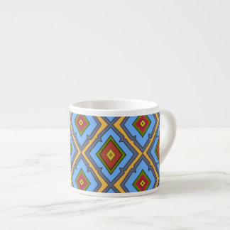 Tasse Expresso Diamond Pattern Blue Red Yellow Green 