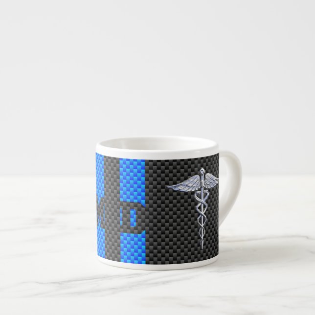 Tasse Expresso Docteur Médicale MD Caduceus sur le style de fibre (Devant droit)
