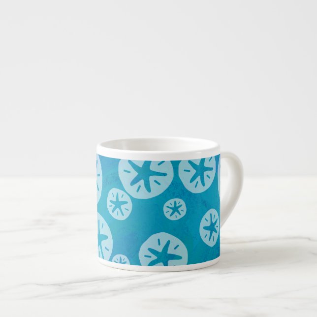 Tasse Expresso Dollar de sable blanc et Motif bleu (Devant droit)