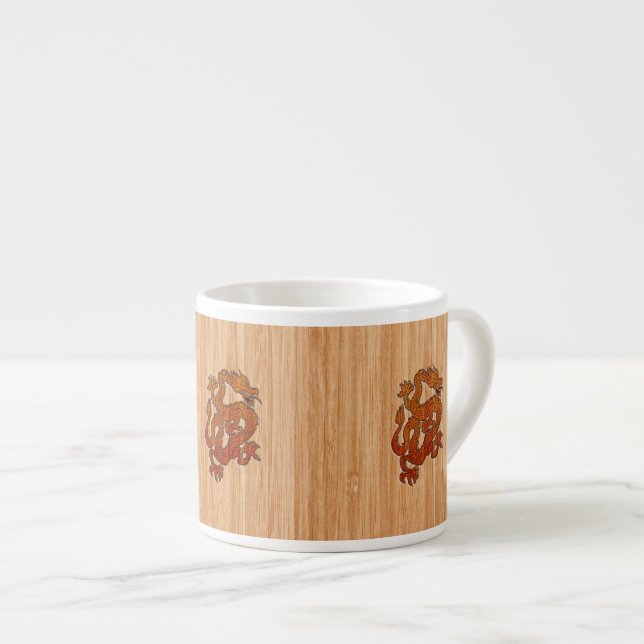 Tasse Expresso Dragon Oriental Rouge en Bambou (Devant droit)