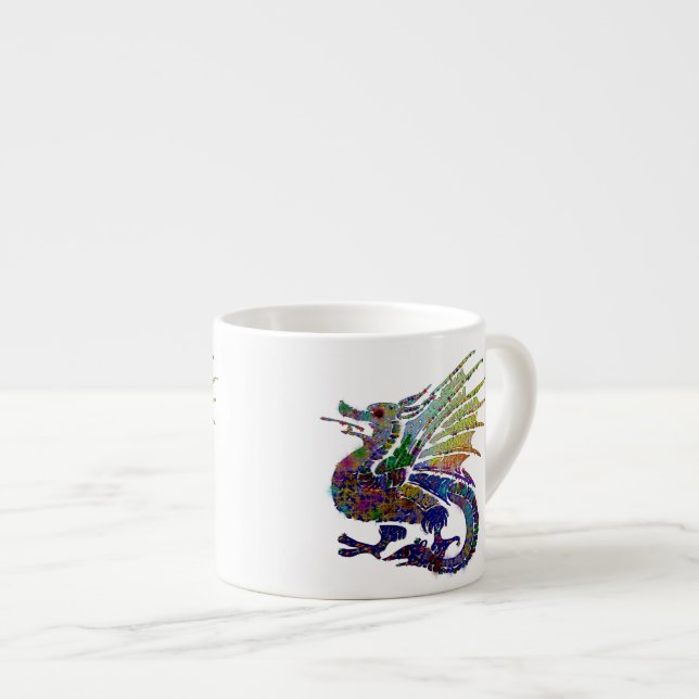Tasse Expresso Dragon orné de bijoux (Devant droit)