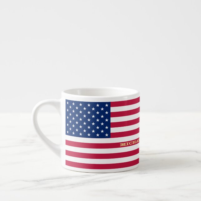Tasse Expresso Drapeau américain Patriotique Personnalisé Monogra (Gauche)