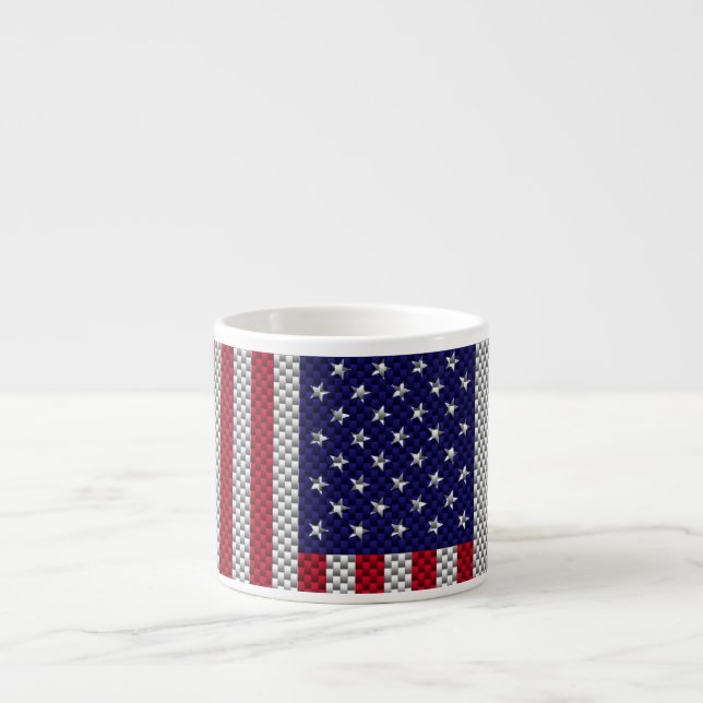 Tasse Expresso Drapeau américain sur la fibre de carbone (Devant)