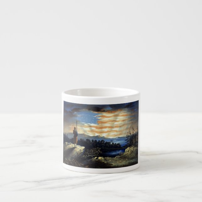 Tasse Expresso Drapeau céleste américain dans le ciel, Guerre civ (Devant)
