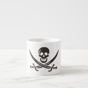 Tasse Expresso Drapeau de crâne obsidien Drapeau de pirate Calico