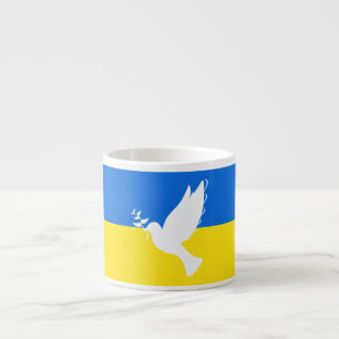 Tasse Expresso Drapeau de l'Ukraine - La colombe de la paix - Lib