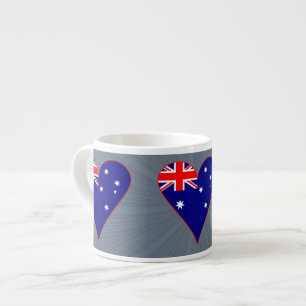Tasse Expresso Drapeau en forme de cœur funky d'Australie Bordure