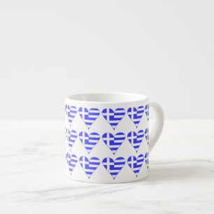 Tasse Expresso Drapeau grec funky en forme de cœur en mosaïque