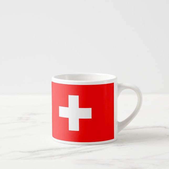 Tasse Expresso Drapeau Suisse Croix Rouge Blanche Patriotique  (Droite)