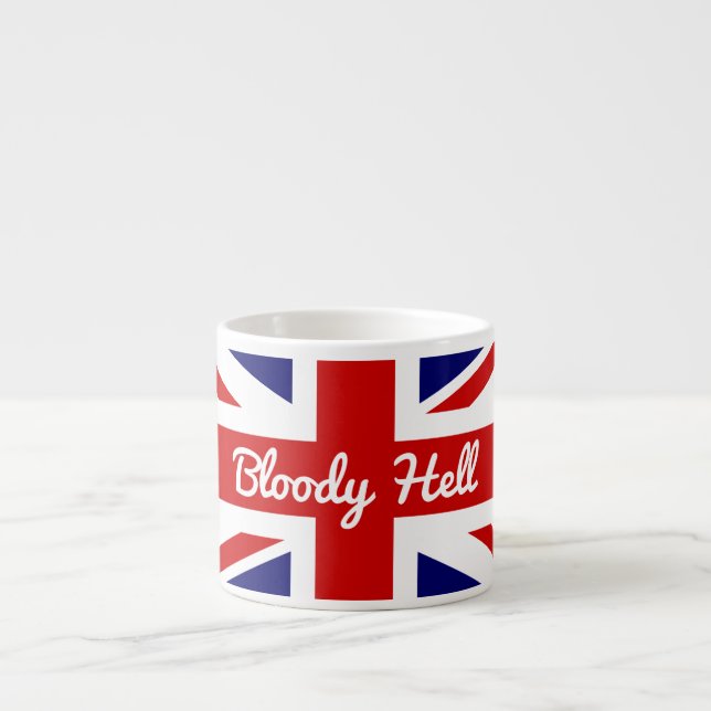 Tasse Expresso Drapeau Union Jack avec citation amusante (Devant)