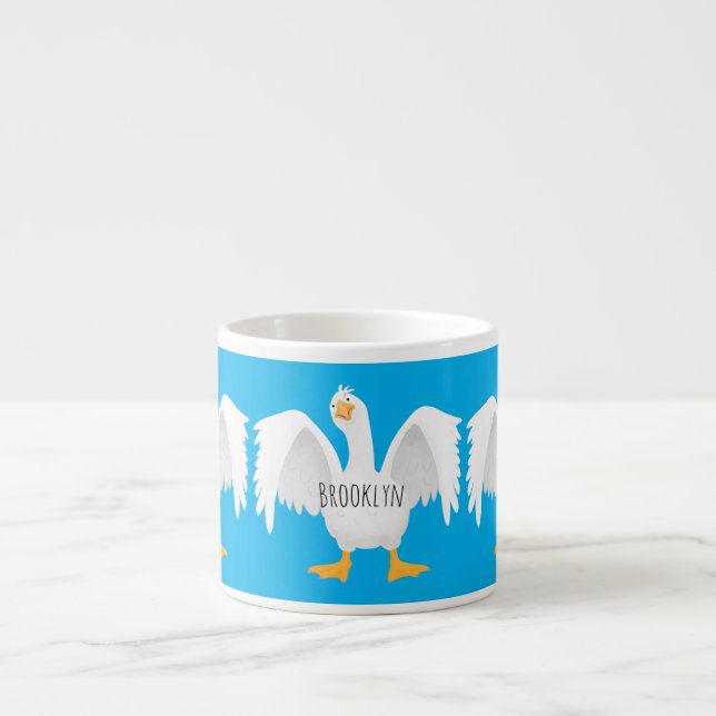 Tasse Expresso Drôle curieuse dessin animé d'oie domestique (Devant)
