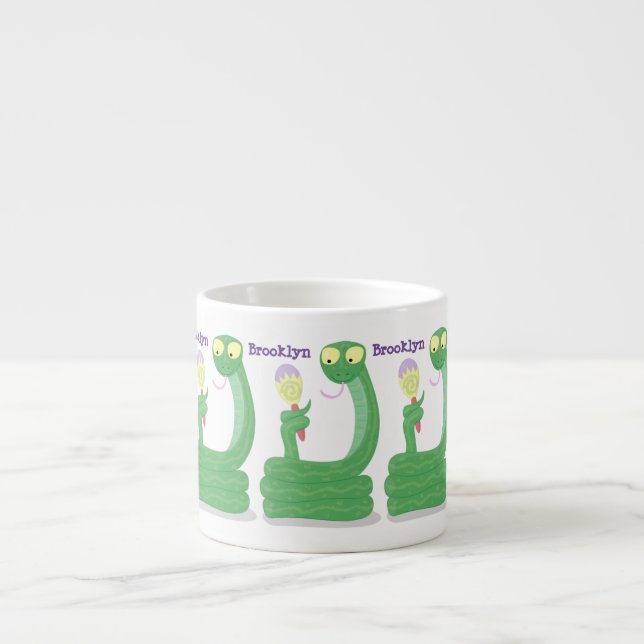 Tasse Expresso Drôle serpent vert avec caricature maraca (Devant)
