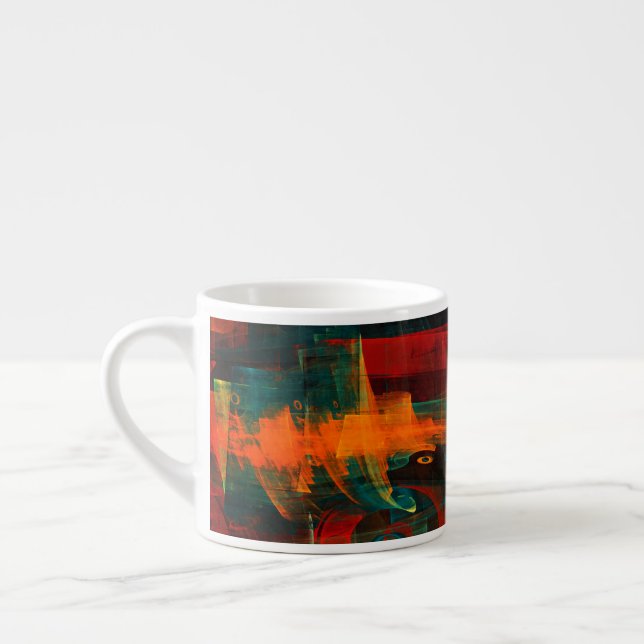 Tasse Expresso Eau Orange Rouge Bleu moderne Art Abstrait Motif (Gauche)