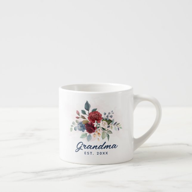Tasse Expresso Élégant floral grand-mère personnalisé (Droite)