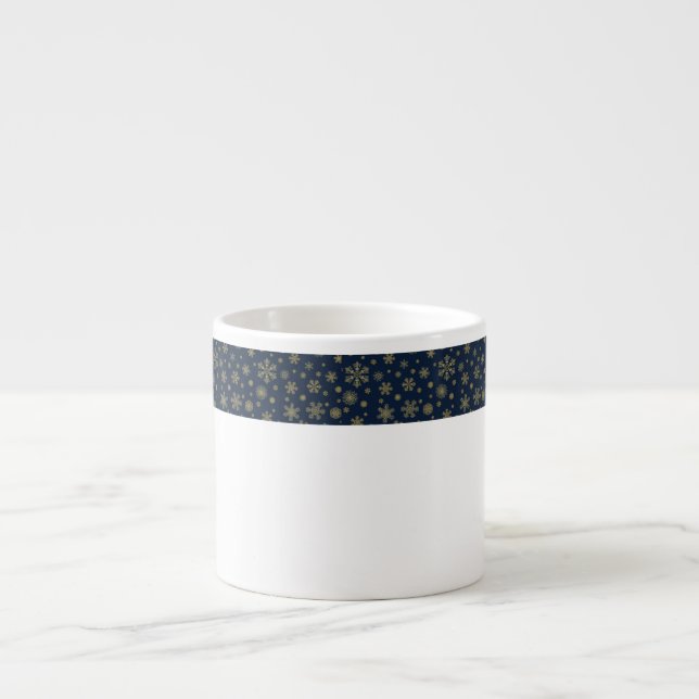 Tasse Expresso Elegant Gold Snowflake Winter Pattern (Devant)