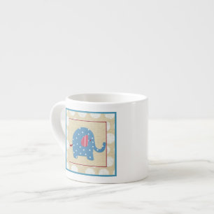 Tasse Expresso Eléphant bleu avec Pois blancs