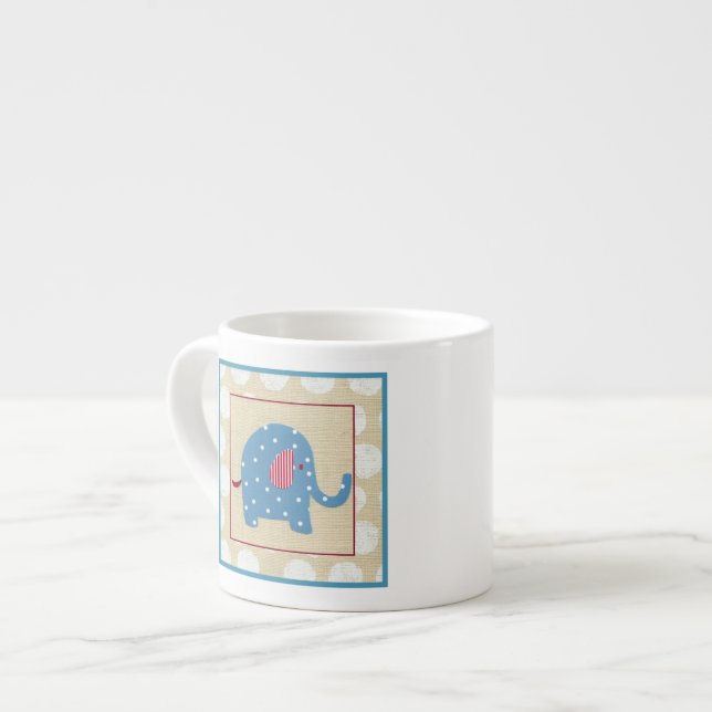 Tasse Expresso Eléphant bleu avec Pois blancs (Devant gauche)