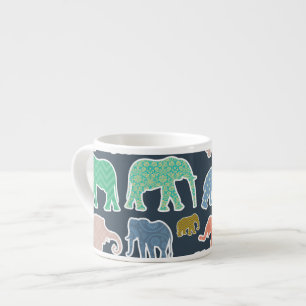 Tasse Expresso Eléphants Colorés, Motif Des Eléphants, Zigzag
