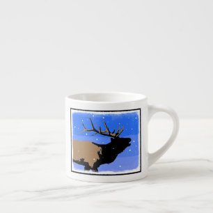 Tasse Expresso Elk bouillonnant en hiver - Art original de la fau