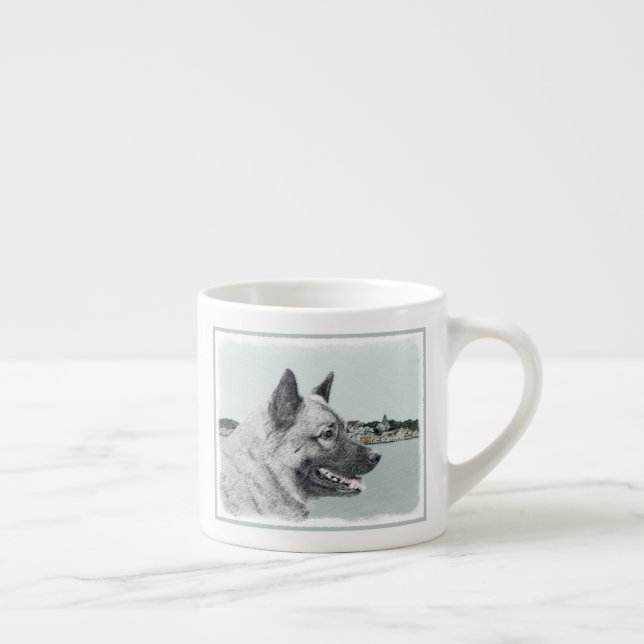 Tasse Expresso Elkhound norvégien à la peinture de village - Chie (Droite)