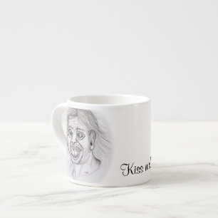 Tasse Expresso Embrasse-moi ! Crayon dessin noir et blanc