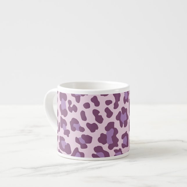 Tasse Expresso Empreinte de léopard violet et lavande (Devant gauche)