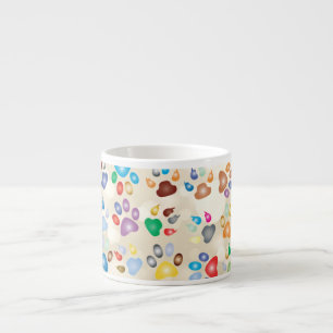 Tasse Expresso Empreintes de pattes de chien colorées adorables,