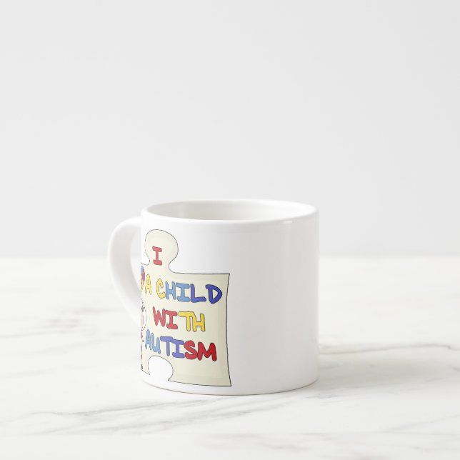 Tasse Expresso Enfant avec la fille 2 de brune d'autisme (Devant gauche)