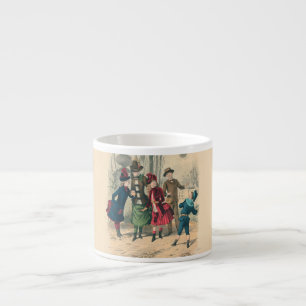 Tasse Expresso Enfants victoriens antiques jouant au ballon Hiver