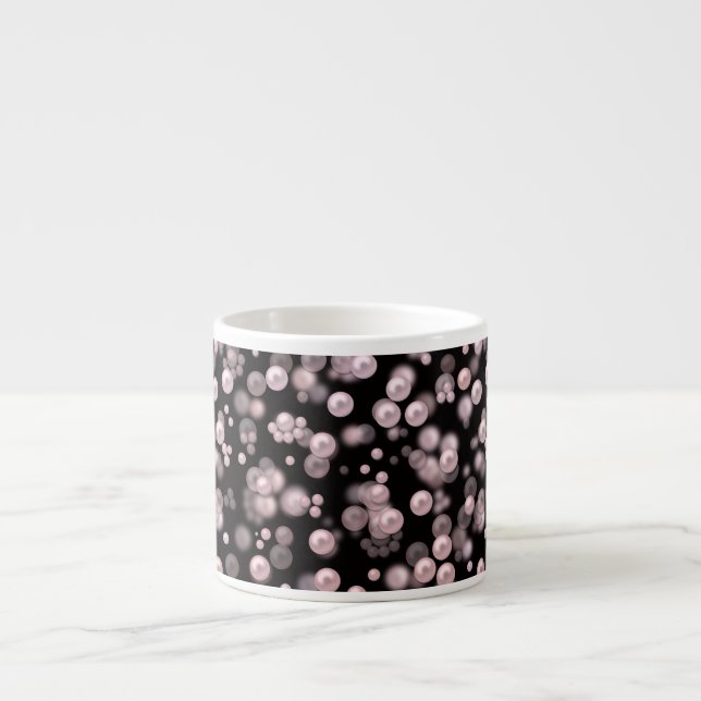 Tasse Expresso Éparcelles de perles roses et blanches sur velours (Devant)