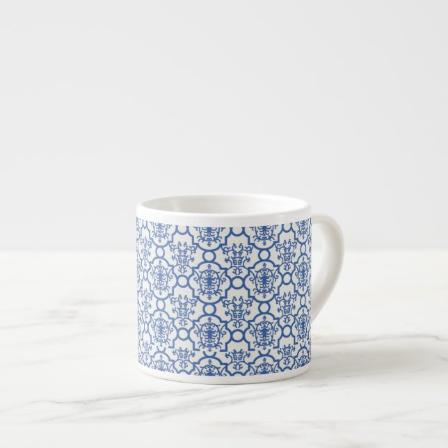 Tasse Expresso Espresso Mug-Blue Damask (Devant droit)